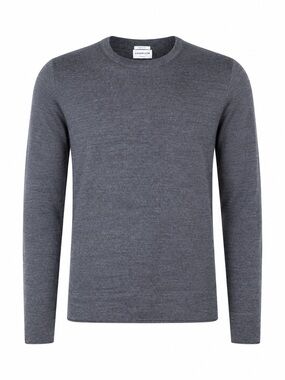 Lindbergh Grey Merino Wool Crewneck Sweater Slim Fit Minimalist Mens Grey